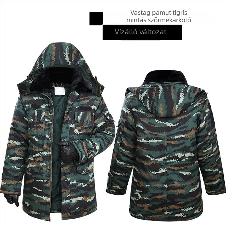 Kamufláž mintás edződzseki, pamutkeverék anyagból; légáteresztő; szélálló; nedvességelvezető