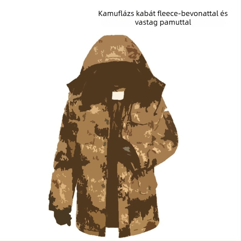 Kamufláž mintás edződzseki, pamutkeverék anyagból; légáteresztő; szélálló; nedvességelvezető