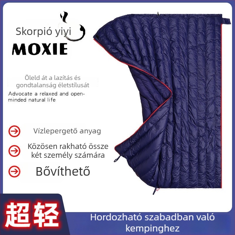 Könnyű boríték-stílusú hálózsák lúdpehellyel, kültéri kempingezéshez, kompakt és hordozható, minden évszakban.