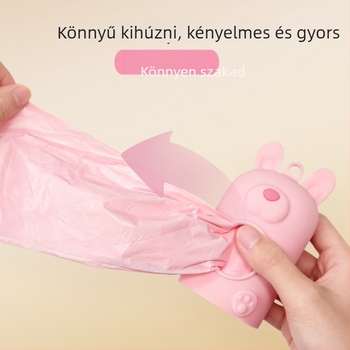 Szilikon nyúlfülű zacskóadagoló macska- és kutyaürülék zacskókhoz, hordozható, csatos kivitel, modell AD-813
