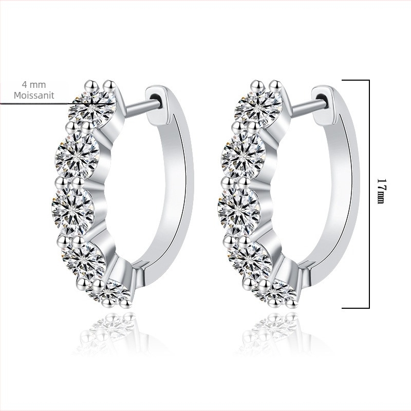 Moissanite fülbevalók 925-ös sterling ezüstből, kerek vágás, nyolc szív és nyolc nyíl, klasszikus női ékszer