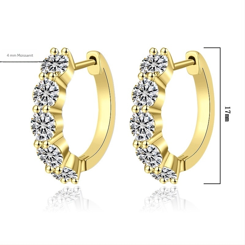 Moissanite fülbevalók 925-ös sterling ezüstből, kerek vágás, nyolc szív és nyolc nyíl, klasszikus női ékszer