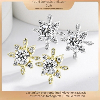 Réz fülbevaló csillag alakú, valódi aranyozással, Youxi Decoration márka, eredeti dizájn