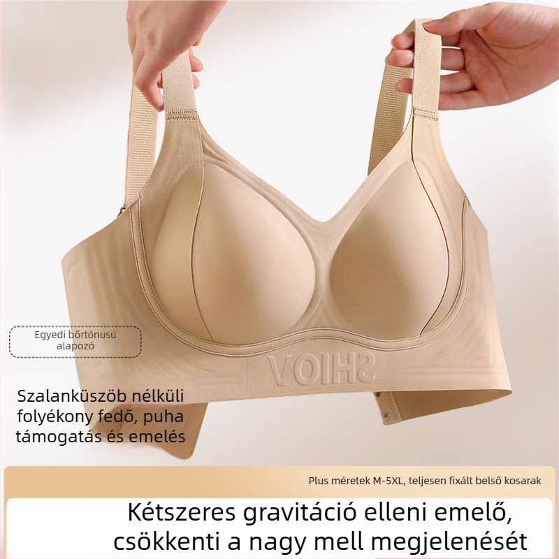 Eredeti varrat nélküli melltartó nagy kosárhoz – vékony anyag, puha támasz, mell formázás, anti-sag