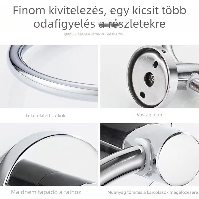 Apricot Wind 304 rozsdamentes acél törölközőgyűrű és rúd készlet, polírozott felület, fúrás nélküli, modern minimalista stílus, két darabos készlet