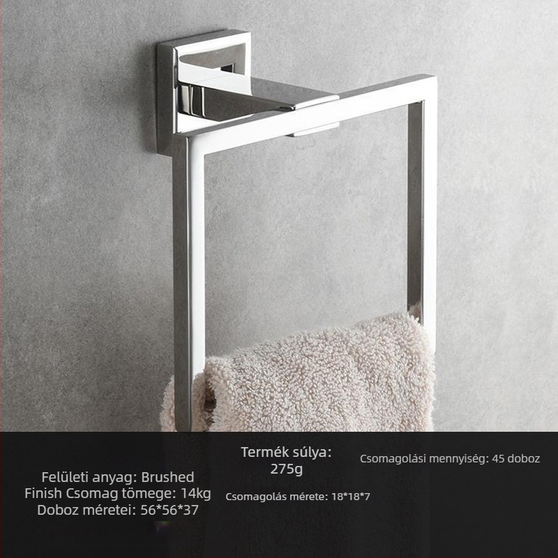 Apricot Wind 304 rozsdamentes acél törölközőgyűrű és rúd készlet, polírozott felület, fúrás nélküli, modern minimalista stílus, két darabos készlet