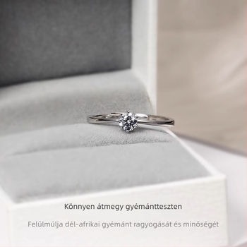 Moissanite gyűrű 925-ös ezüstből, geometriás kivitel, 0.30 ct, nőknek szóló ékszer