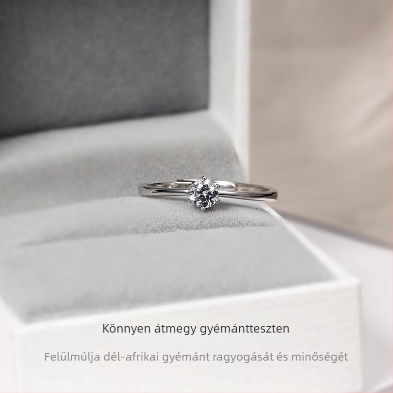 Moissanite gyűrű 925-ös ezüstből, geometriás kivitel, 0.30 ct, nőknek szóló ékszer