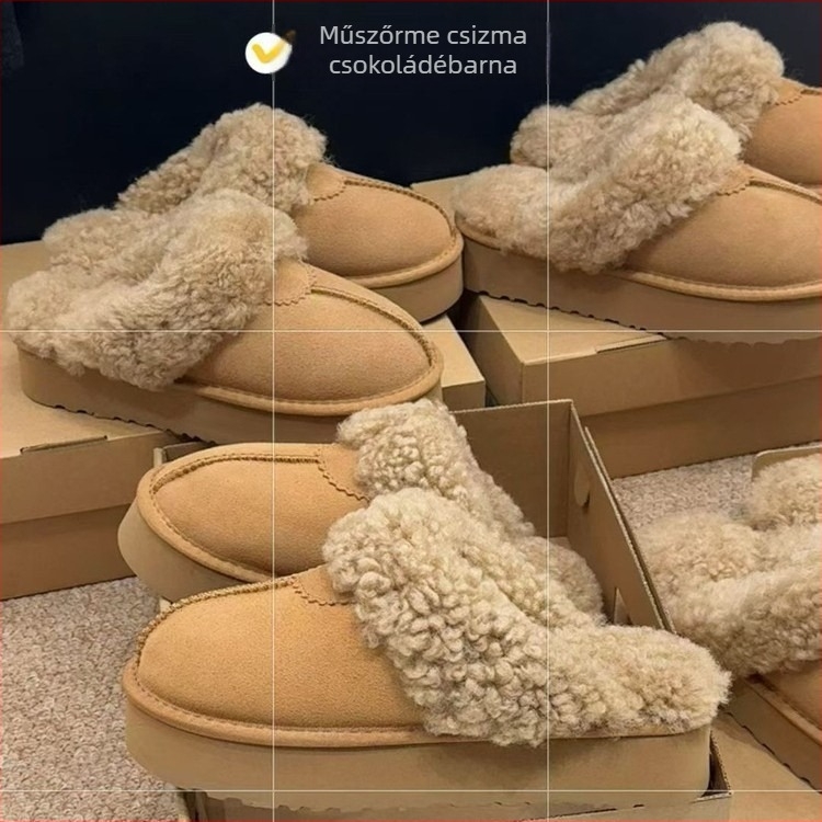 Téli hócipő PU felsőrésszel, gumírozott talppal, kerek orr, bélés nélküli, egyrészes kialítás