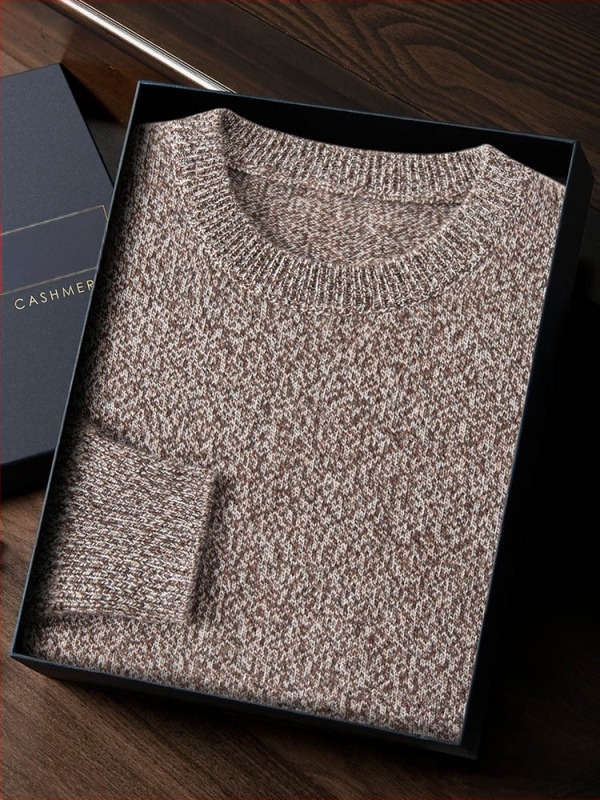 Kasmír pulóver kerek nyakkal, lapos kötésű, férfiak számára lazán szabott, hosszú ujjú, 95%+ kasmír