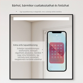 Szilikonból készült telefontartó vákuumos csészével, hátoldali ragasztóval, összecsukható asztali állvány