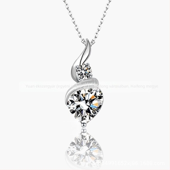 Moissanite szív alakú nyaklánc, 925-ös ezüst, keresztlánc, elektroplatina, tömeg kb. 3 g