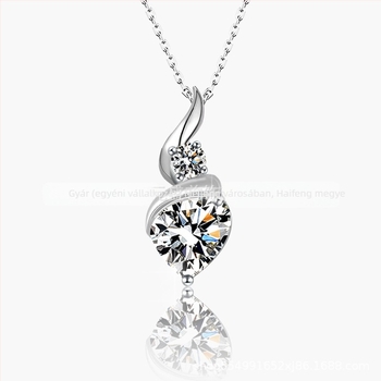 Moissanite szív alakú nyaklánc, 925-ös ezüst, keresztlánc, elektroplatina, tömeg kb. 3 g