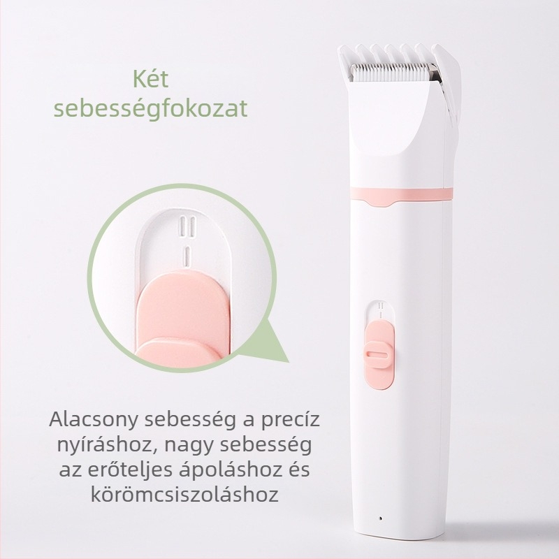 Háziállatok elektromos hajvágó és kiegészítő készlet – 4 az 1-ben, kutyák és macskák szőrzetvágáshoz és körömpolírozáshoz