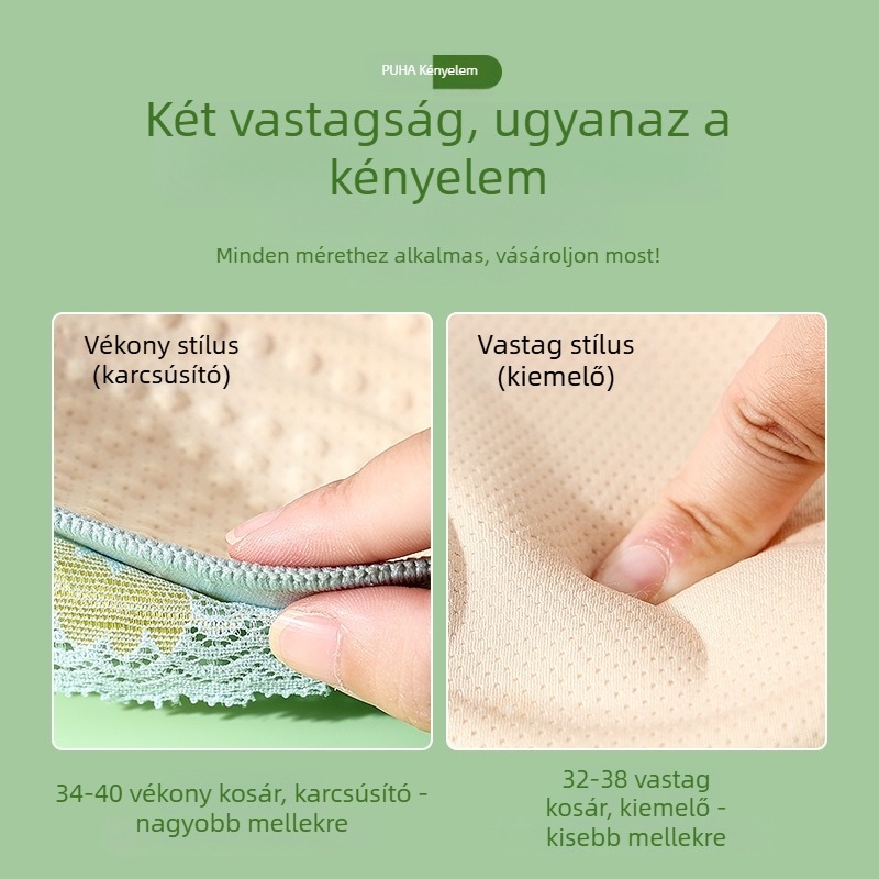 Csipkés, állítható push-up melltartó kis mellekhez, felhajtás és összegyűjtés, 3/4 kosár, nylon