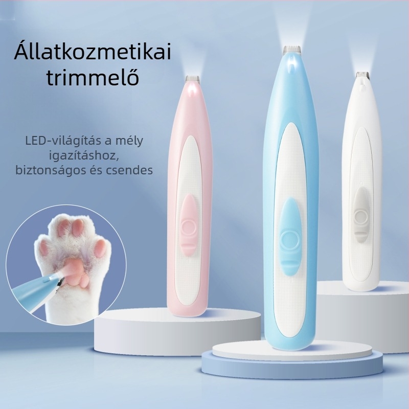 Háziállat tappancsvágó LED világítással, csendes elektromos klipper macskáknak és kutyáknak, ABS test, modell Lb-082223