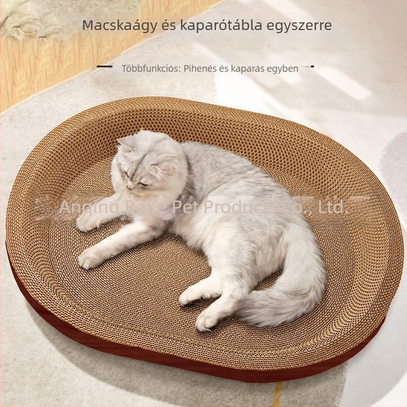 Macska kaparódeszka és odú egyben, kör alakú, extrán nagy méretű, hullámkartonból