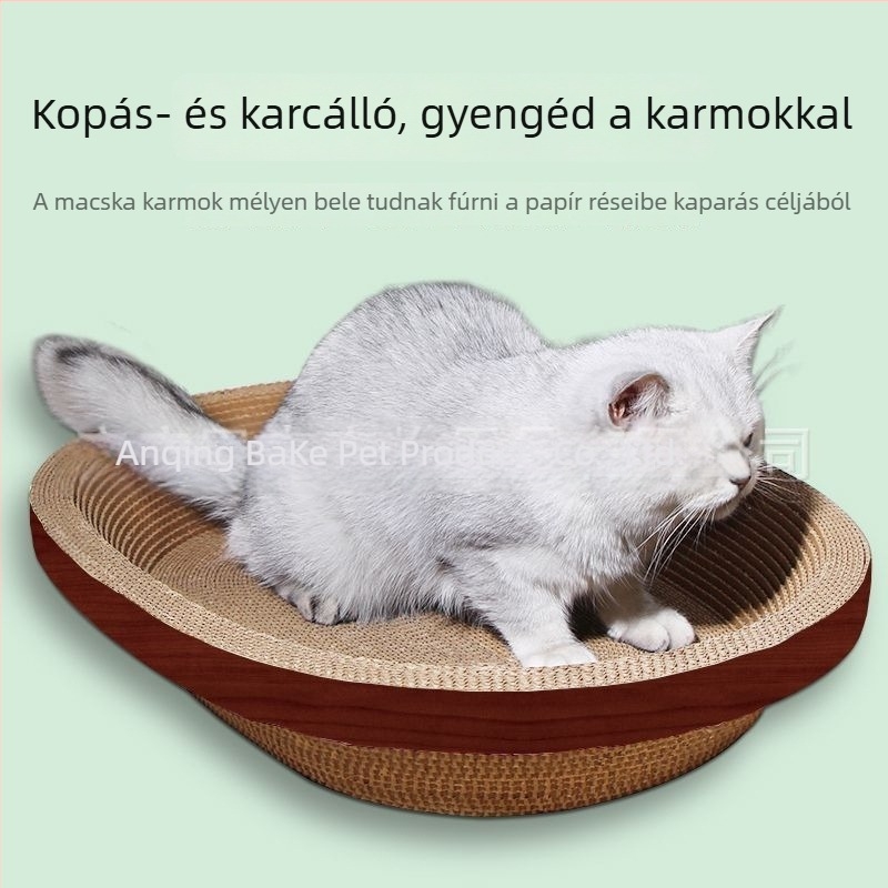 Macska kaparódeszka és odú egyben, kör alakú, extrán nagy méretű, hullámkartonból