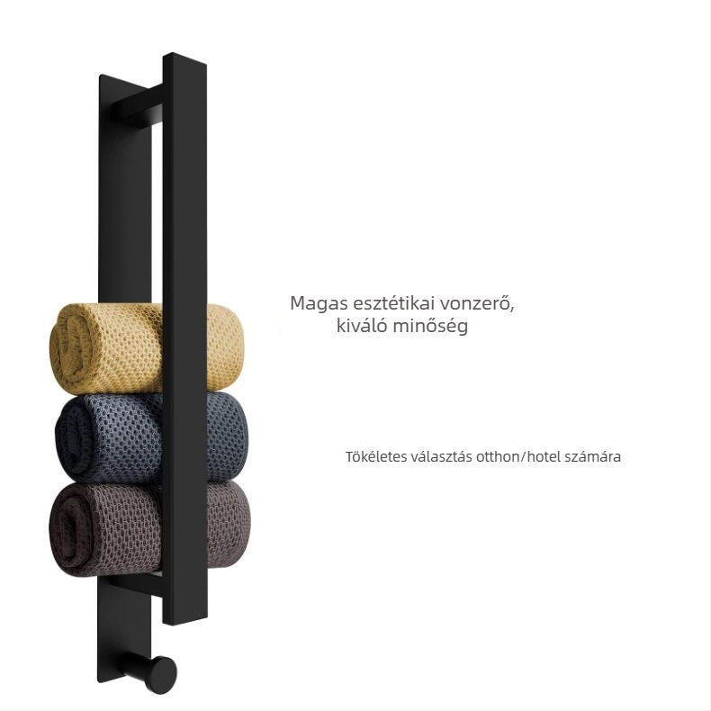 Rozsdamentes acélból készült törölközőtartó, öntapadós, fúrás nélküli, fürdőszobába, teherbírás 5 kg, 1 réteg, modern minimalista stílus