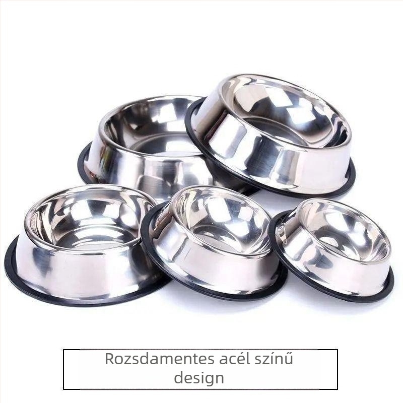Rozsdamentes acélból készült tál házikedvenceknek, cseppmentes kialakítással, kutyák és macskák számára, márka nélküli, kézi etetésre