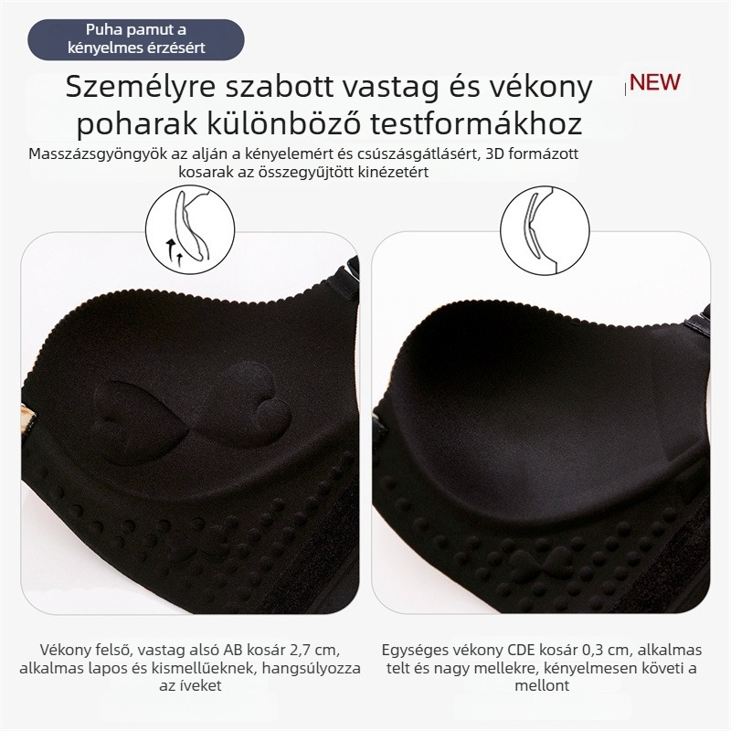 Leopárdmintás melltartó előre záródó, push-up, 3/4 kosár, vékony formázott kosár, lélegző anyagú nylon-spandex