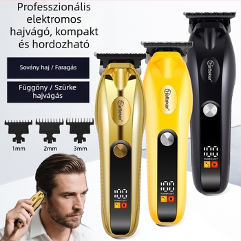 Hatteker akkumulátoros hajvágó rozsdamentes acél pengékkel, beépített 1200-2000mAh akkumulátor, 3-6 órás üzemidő, mosható penge