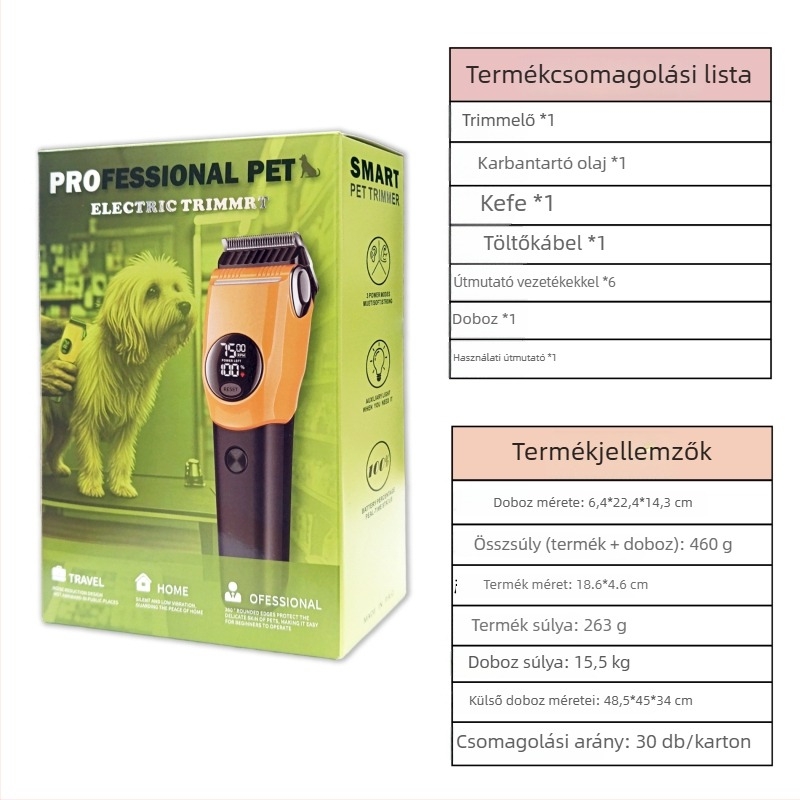 Paiwei Kisállat szőrnyíró - Elektromos vágó kutyáknak és macskáknak - ABS burkolat - Modell MS-P1