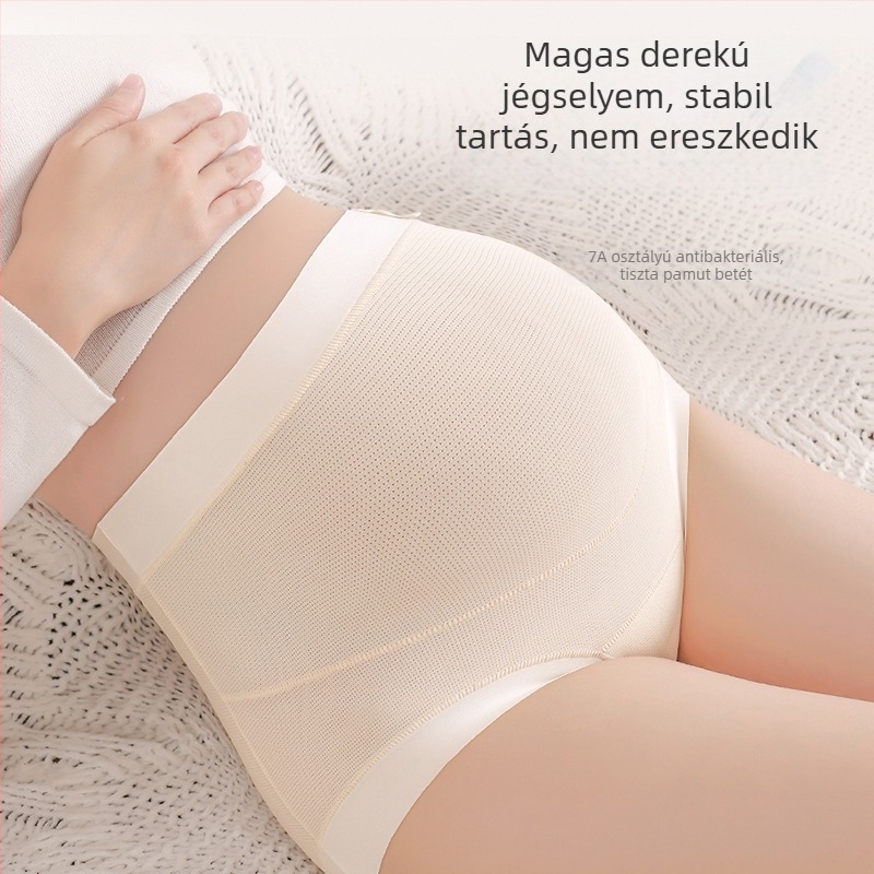 Kismama fehérnemű nyárra, vékony ice silk anyagból, nylon alap, belső pamut ágyék rész, hosszított ágyék, alkalmas a korai, középső és késői terhességre és a szülés utáni időszakra