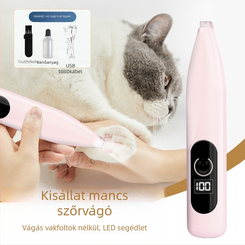 Elektronikus kisállatgrooming készülék kutyák és macskák számára, professzionális fül-, szem- és tappancs környéki szőrzet vágására, nagy teljesítményű, alacsony zajszintű, kerámia penge
