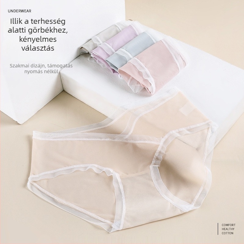 Kismama fehérnemű V‑alakú dizájnnal, pamut betéttel az ágyéknál, alacsony derék, lélegző, hasi támasz