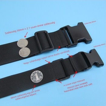 Csatos típusú poggyászheveder – megerősített csomagolási és bővítő heveder, 1000D polipropilén, ősz 2024