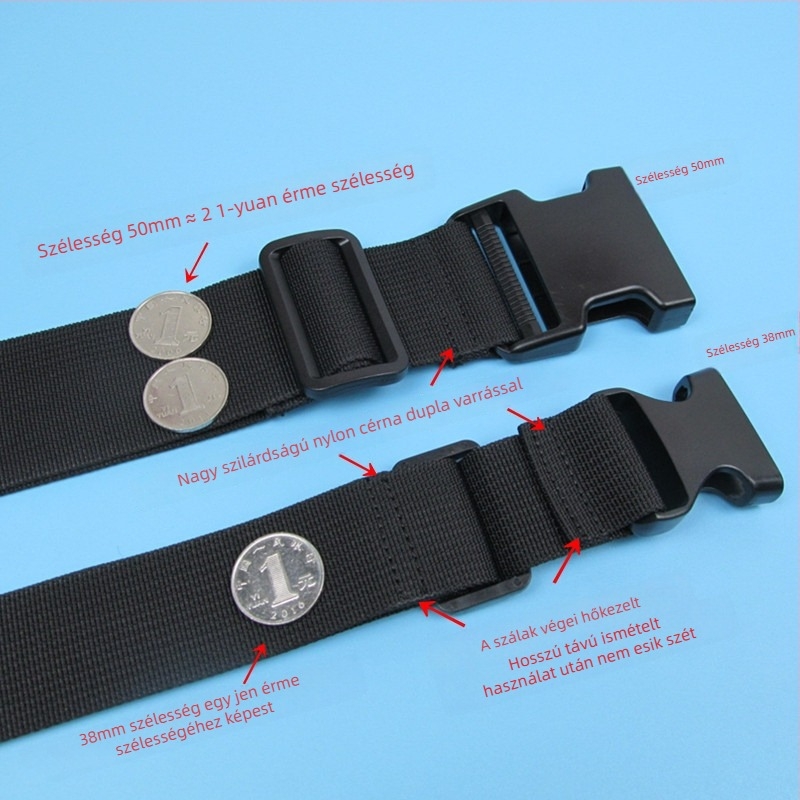 Csatos típusú poggyászheveder – megerősített csomagolási és bővítő heveder, 1000D polipropilén, ősz 2024