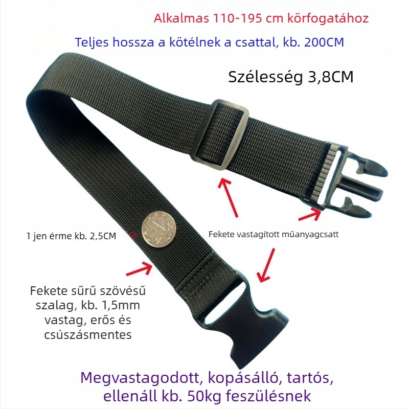 Csatos típusú poggyászheveder – megerősített csomagolási és bővítő heveder, 1000D polipropilén, ősz 2024