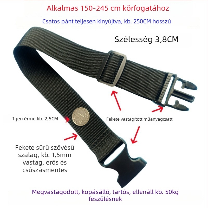 Csatos típusú poggyászheveder – megerősített csomagolási és bővítő heveder, 1000D polipropilén, ősz 2024