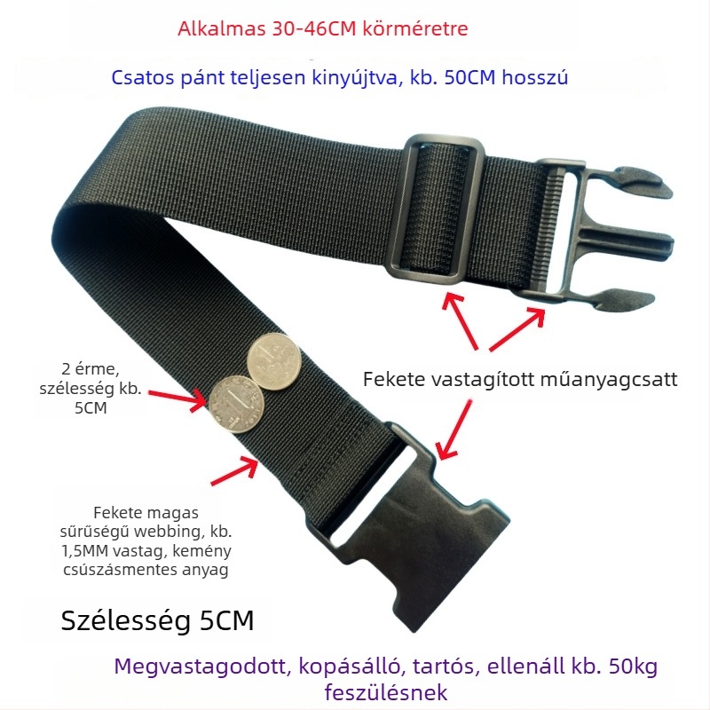 Csatos típusú poggyászheveder – megerősített csomagolási és bővítő heveder, 1000D polipropilén, ősz 2024