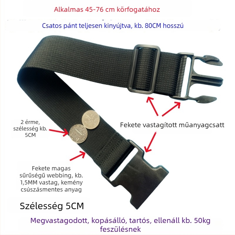 Csatos típusú poggyászheveder – megerősített csomagolási és bővítő heveder, 1000D polipropilén, ősz 2024