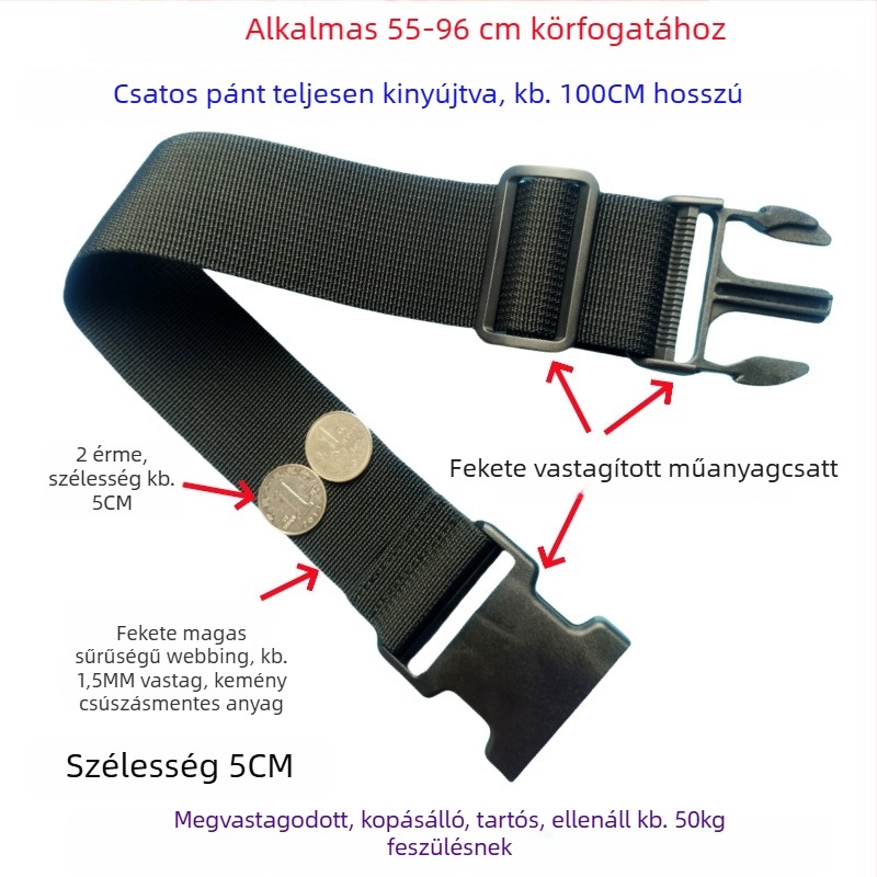 Csatos típusú poggyászheveder – megerősített csomagolási és bővítő heveder, 1000D polipropilén, ősz 2024