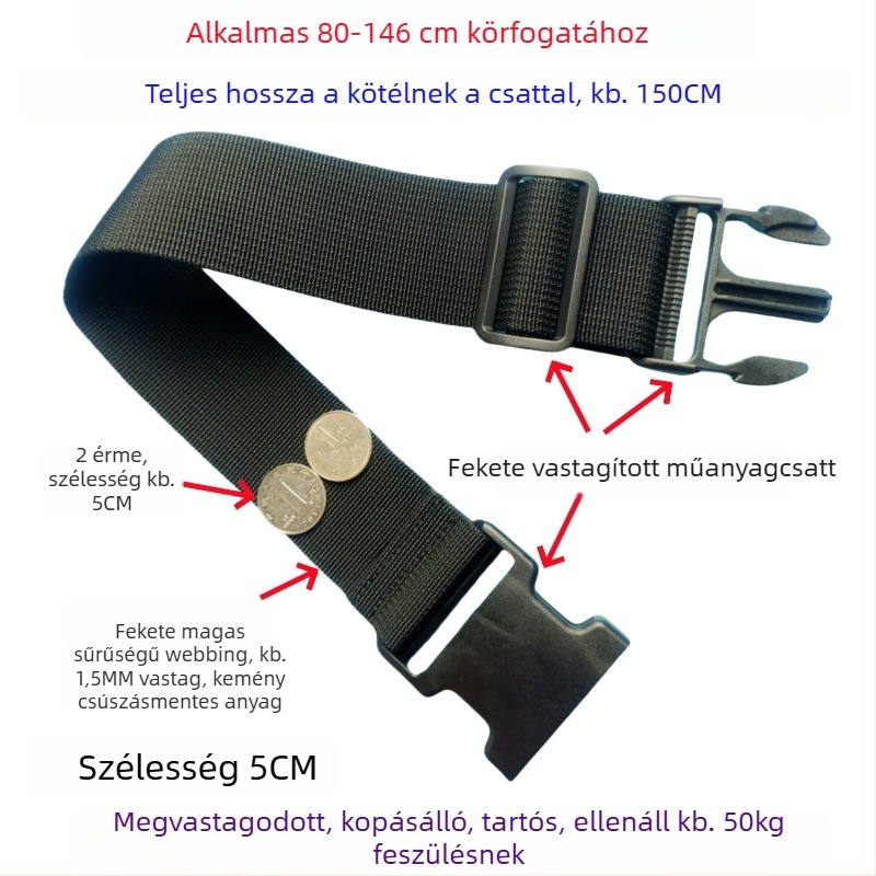 Csatos típusú poggyászheveder – megerősített csomagolási és bővítő heveder, 1000D polipropilén, ősz 2024