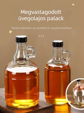 Üvegből készült olajtartály zárófedéllel, élelmiszer-minőségű, szezáolaj és teaolaj számára, automatikus nyitás-zárás