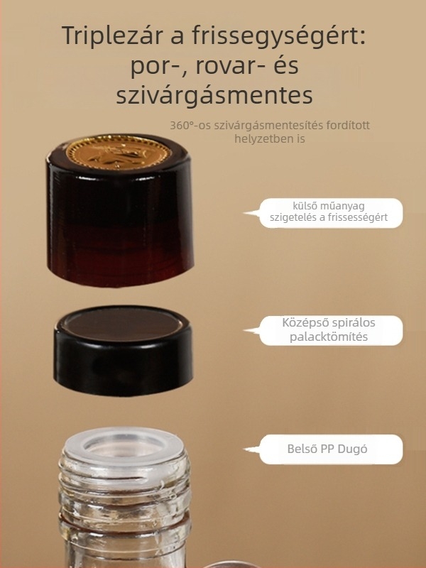 Üvegből készült olajtartály zárófedéllel, élelmiszer-minőségű, szezáolaj és teaolaj számára, automatikus nyitás-zárás