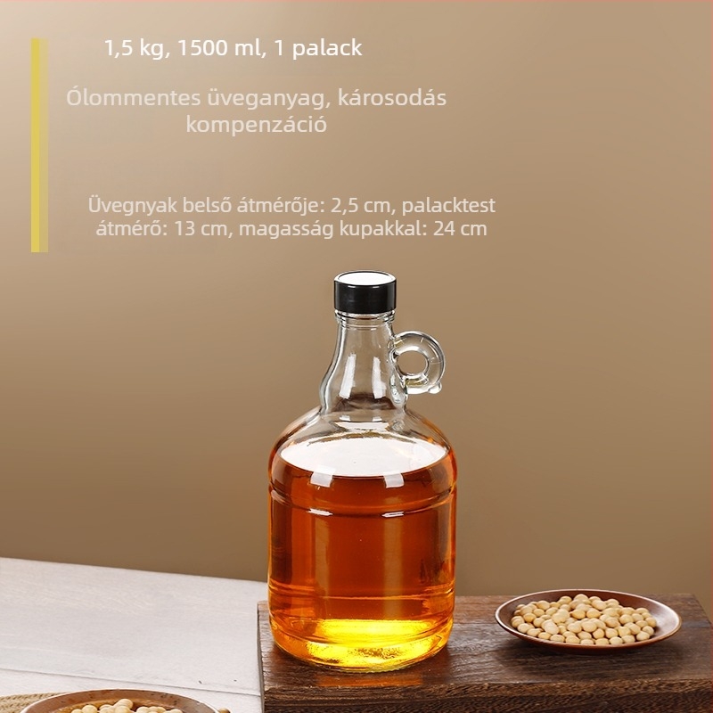 Üvegből készült olajtartály zárófedéllel, élelmiszer-minőségű, szezáolaj és teaolaj számára, automatikus nyitás-zárás