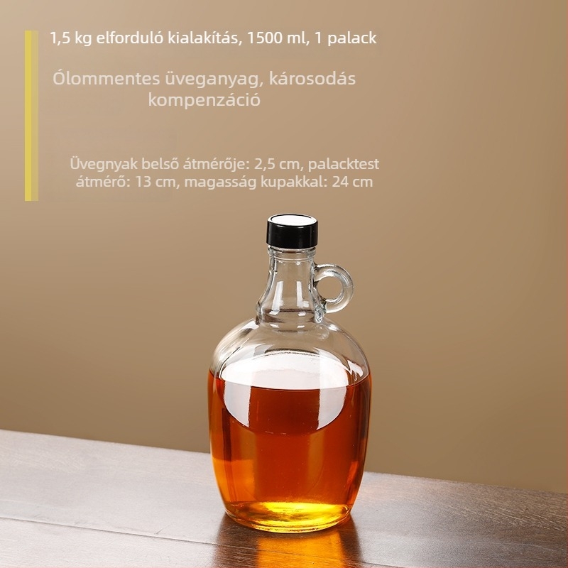 Üvegből készült olajtartály zárófedéllel, élelmiszer-minőségű, szezáolaj és teaolaj számára, automatikus nyitás-zárás