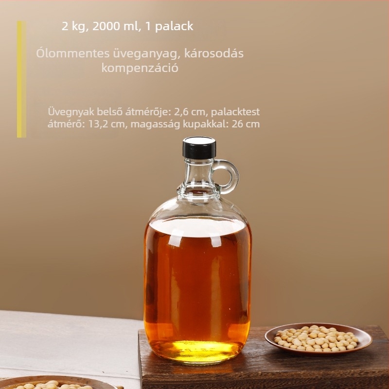 Üvegből készült olajtartály zárófedéllel, élelmiszer-minőségű, szezáolaj és teaolaj számára, automatikus nyitás-zárás