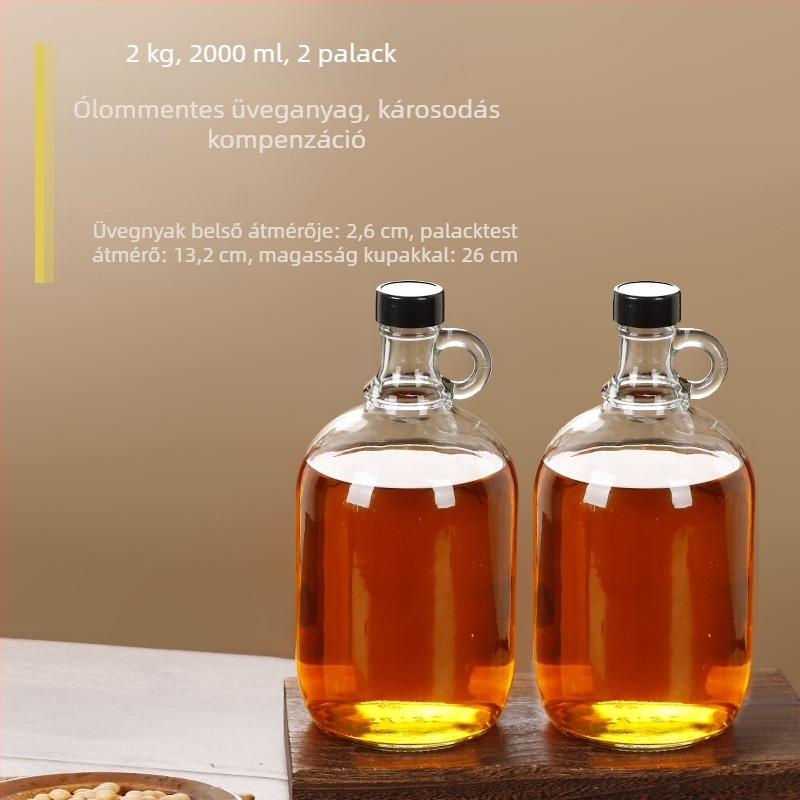 Üvegből készült olajtartály zárófedéllel, élelmiszer-minőségű, szezáolaj és teaolaj számára, automatikus nyitás-zárás