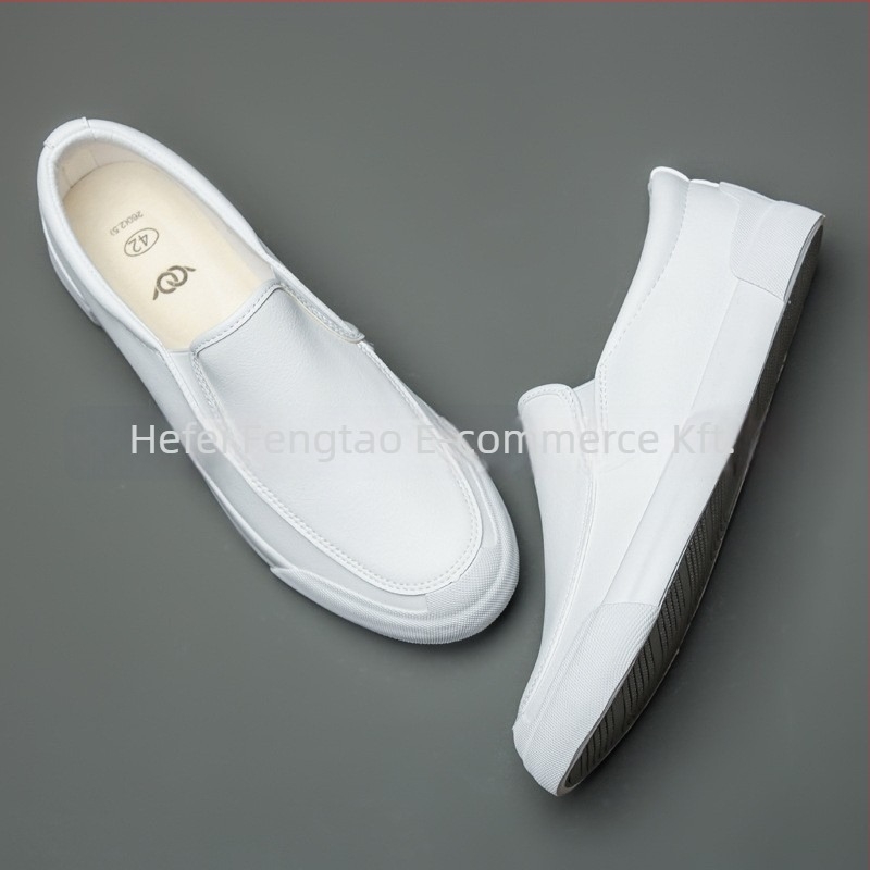 Férfi kényelmes slip-on loafer cipő, PU felsőrész, gumi talp, kerek orr, alacsony sarok (1–3 cm), négy évszakos viselet