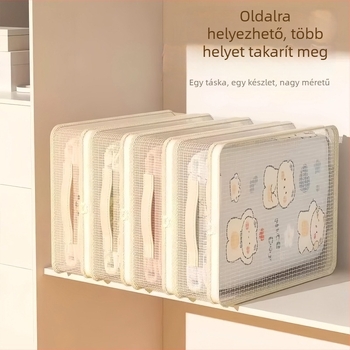 Átlátszó PVC tároló táska, kocka alakú, összecsukható, gardrób rendezésére és ágyneműtárolásra (utazás, smink, hálószoba)