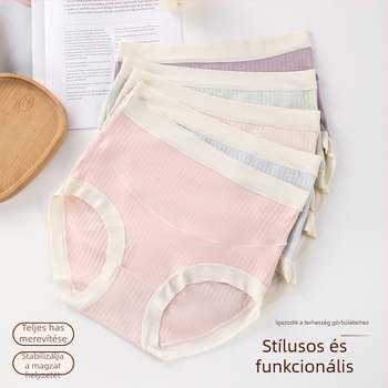 Magas derekú terhesnői fehérnemű, pamutból, hasi támasz, lélegző, antibakteriális, 95-100% pamut