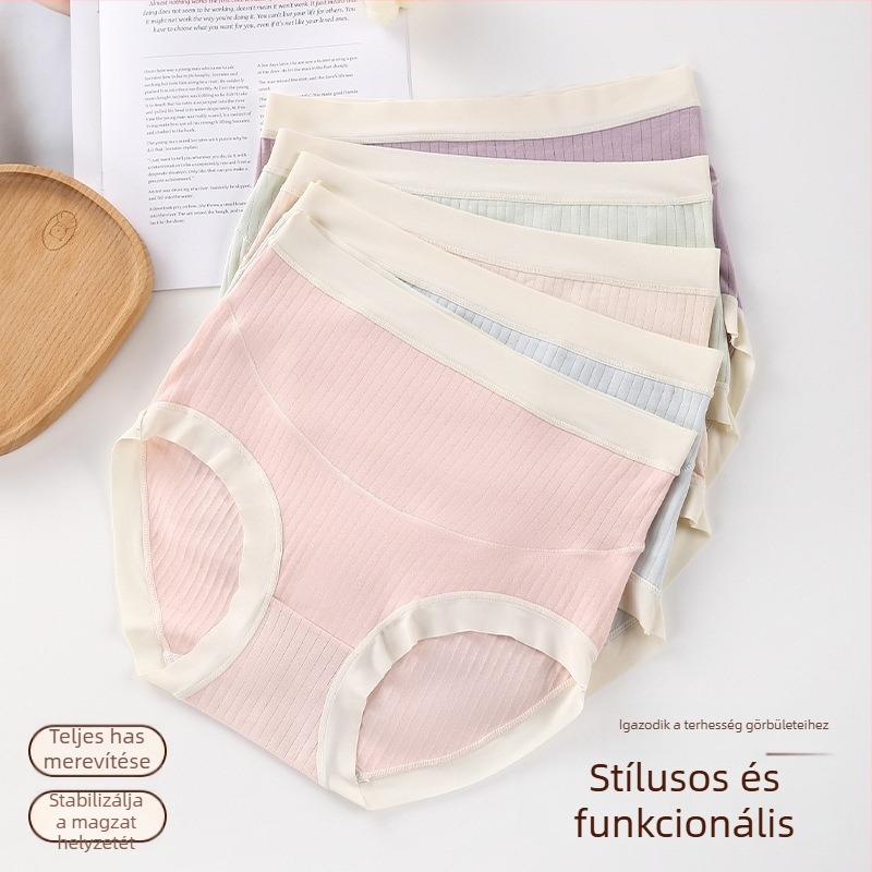 Magas derekú terhesnői fehérnemű, pamutból, hasi támasz, lélegző, antibakteriális, 95-100% pamut