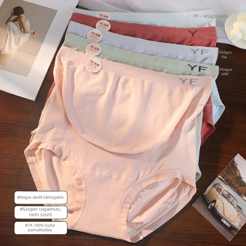 Magas derekú kismama alsónemű, varrásmentes, lélegző, antibakteriális, pamutszegély a szemérem részen