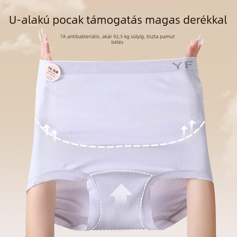 Magas derekú kismama alsónemű, varrásmentes, lélegző, antibakteriális, pamutszegély a szemérem részen